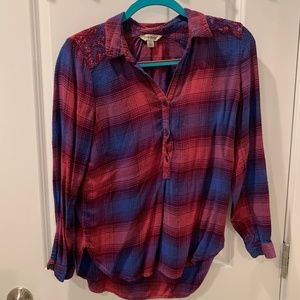 Red/Blue Plaid Button-up Shirt